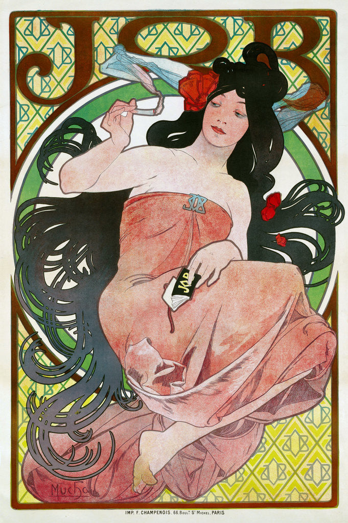 Detail of Advertising Poster for the tissue paper Job by Alfons Marie Mucha