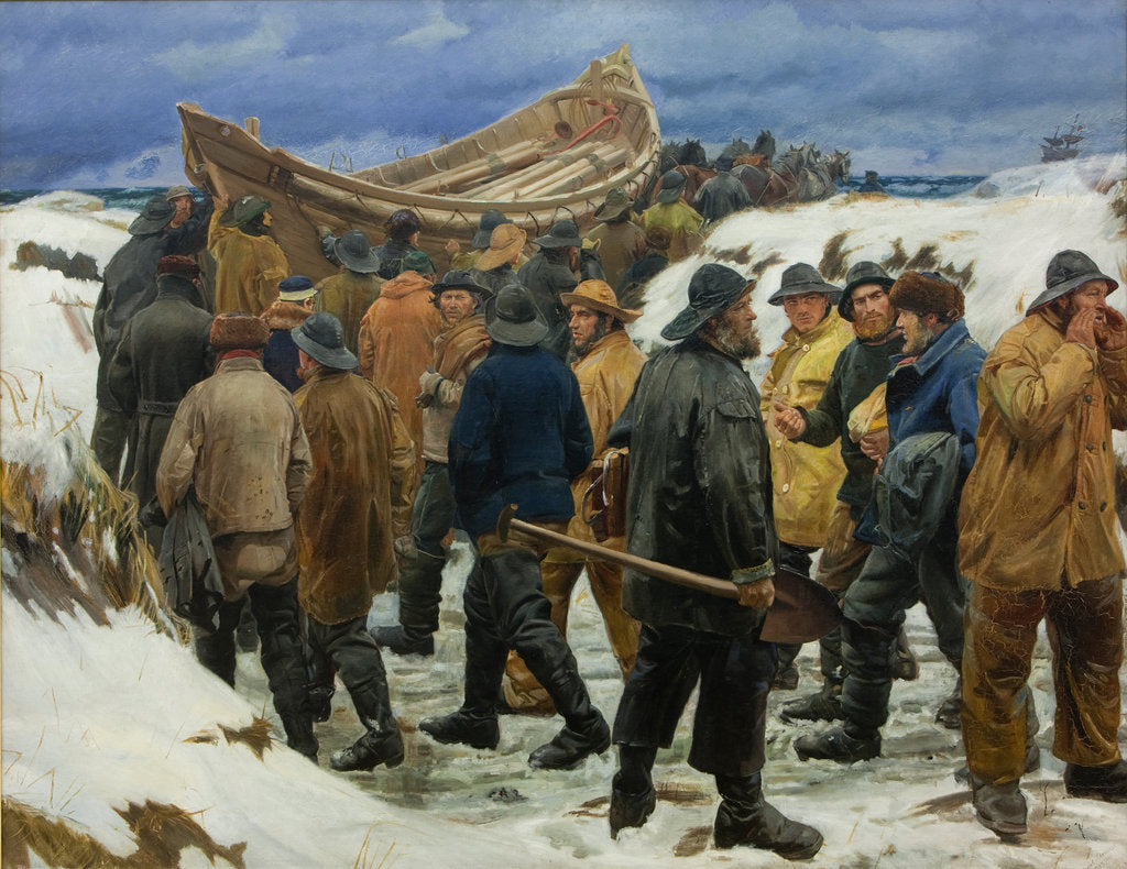 Detail of The Lifeboat is Taken through the Dunes, 1883 by Michael Ancher