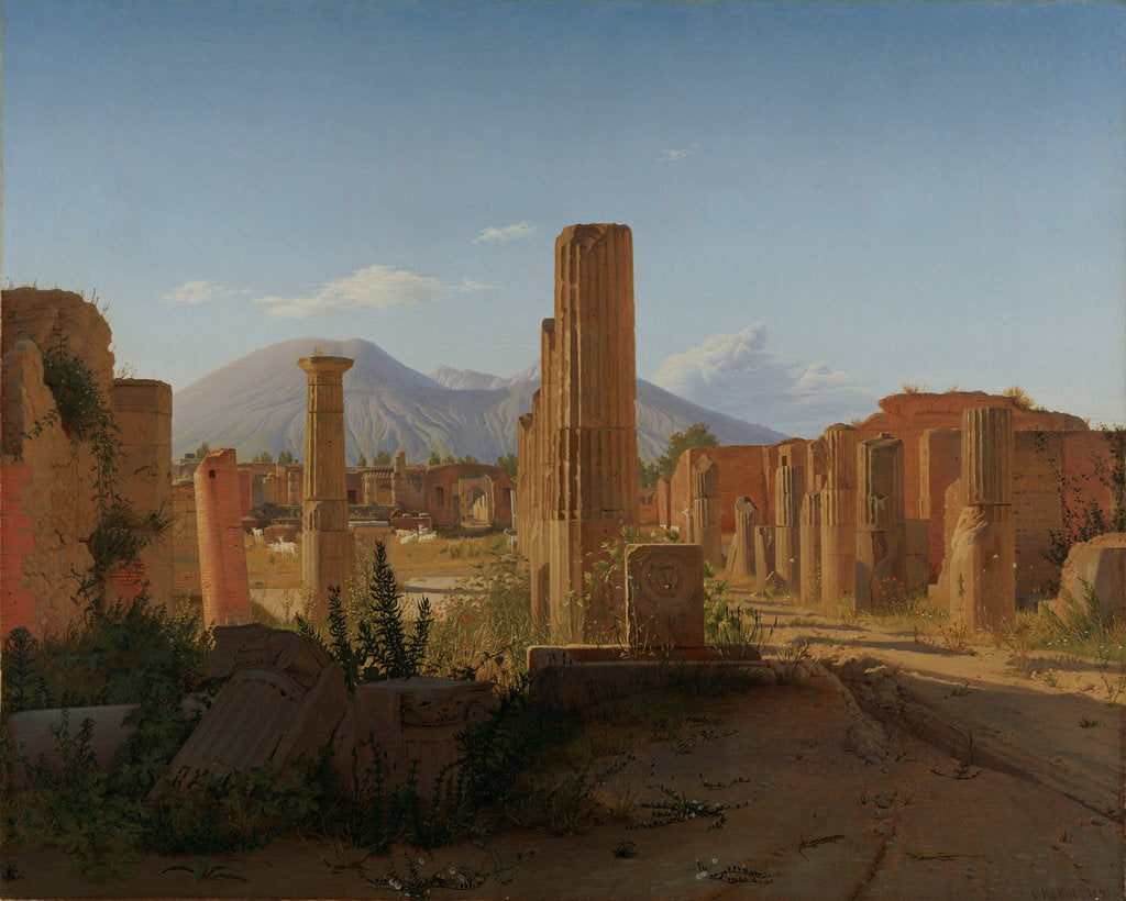Detail of The Forum at Pompeii with Vesuvius in the Background, 1841 by Christen Schiellerup Købke