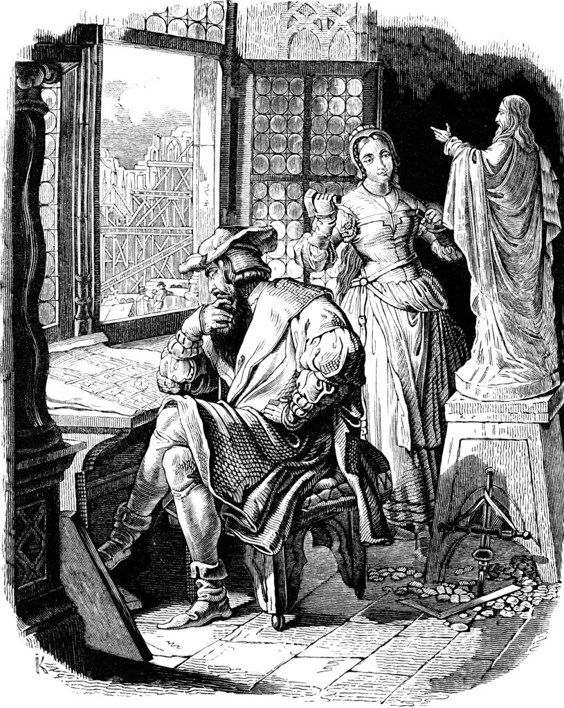 Detail of Architect Erwin von Steinbach with his daughter Sabina by Johann Jakob Kirchhoff