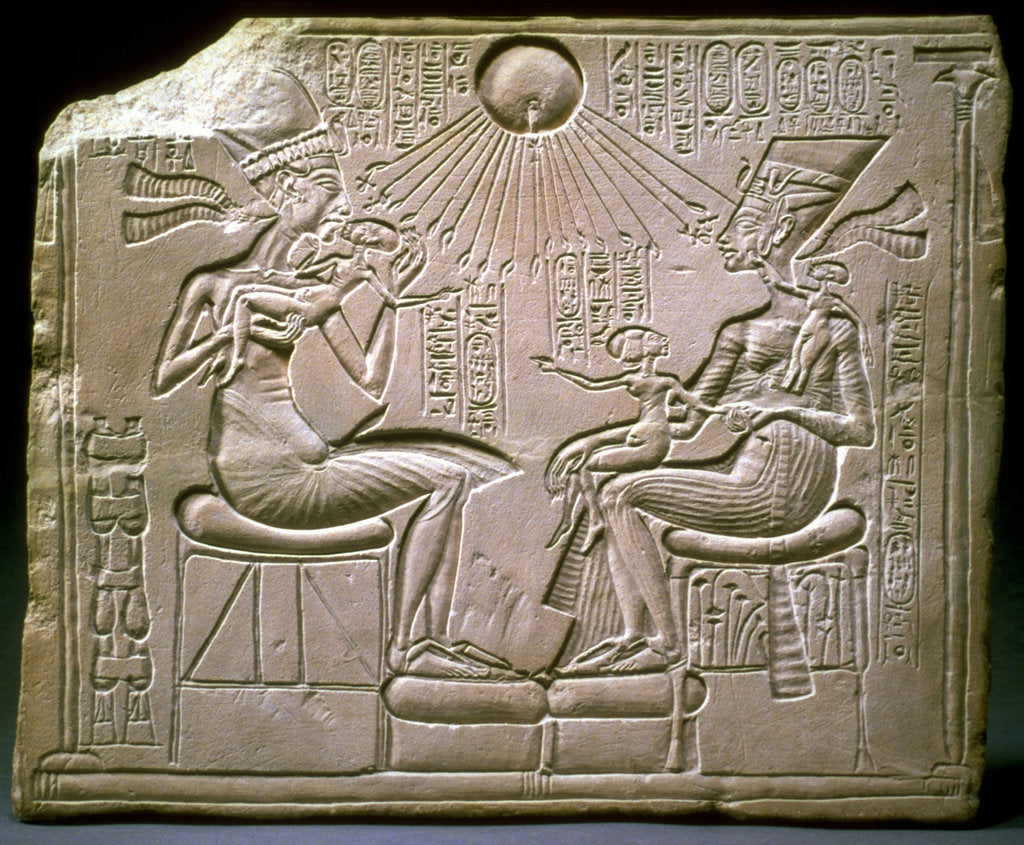 Detail of The royal family: Akhenaten, Nefertiti and their children, ca 1350 BC by Ancient Egypt