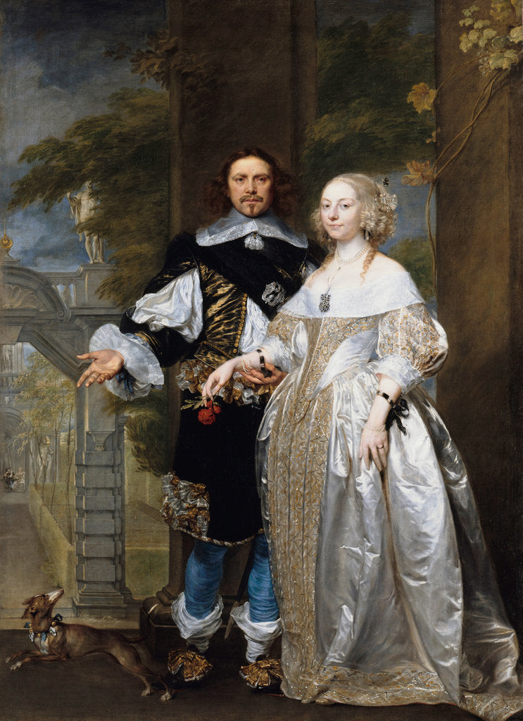 Detail of Portrait of a Married Couple in the Park, 1662 by Gonzales Coques