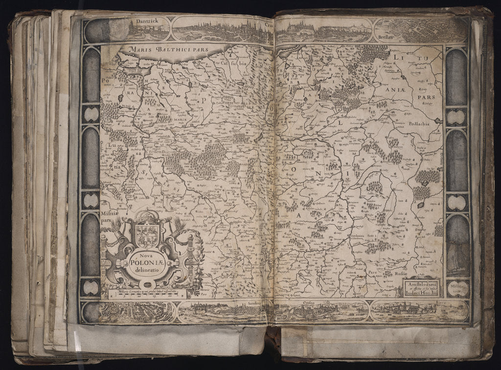 Detail of Nova Poloniae delineation (Map of Poland), c. 1629-1630 by Jodocus Hondius