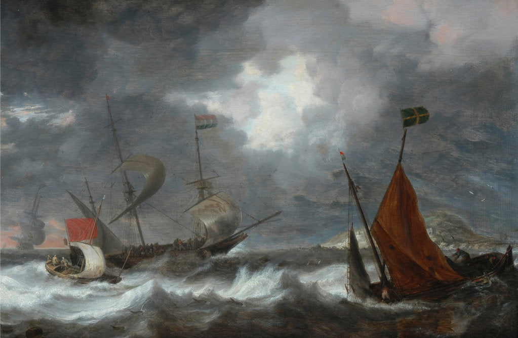 Detail of Sea storm with sailing ships, c. 1645 by Bonaventura Peeters the Elder