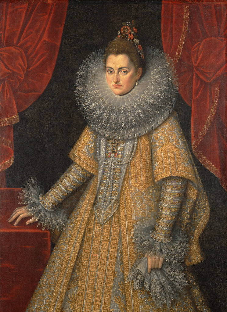 Detail of Portrait of Infanta Isabella Clara Eugenia of Spain, c. 1598 by Frans Pourbus the Younger
