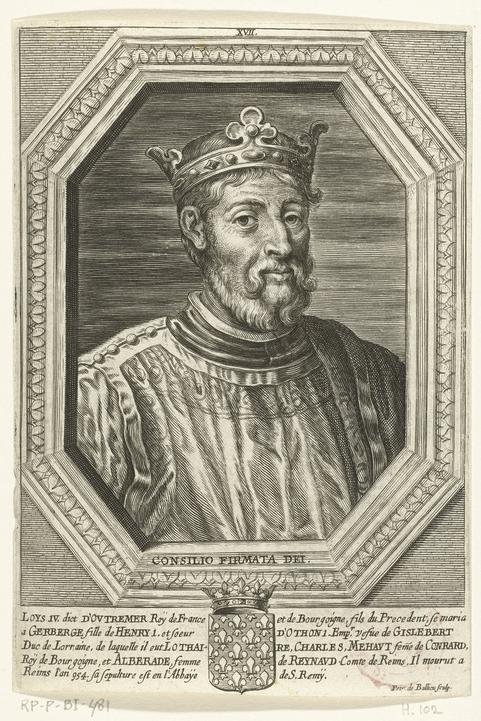 Detail of Louis XIV, King of France, called dOutremer by Pieter de Bailliu the Elder