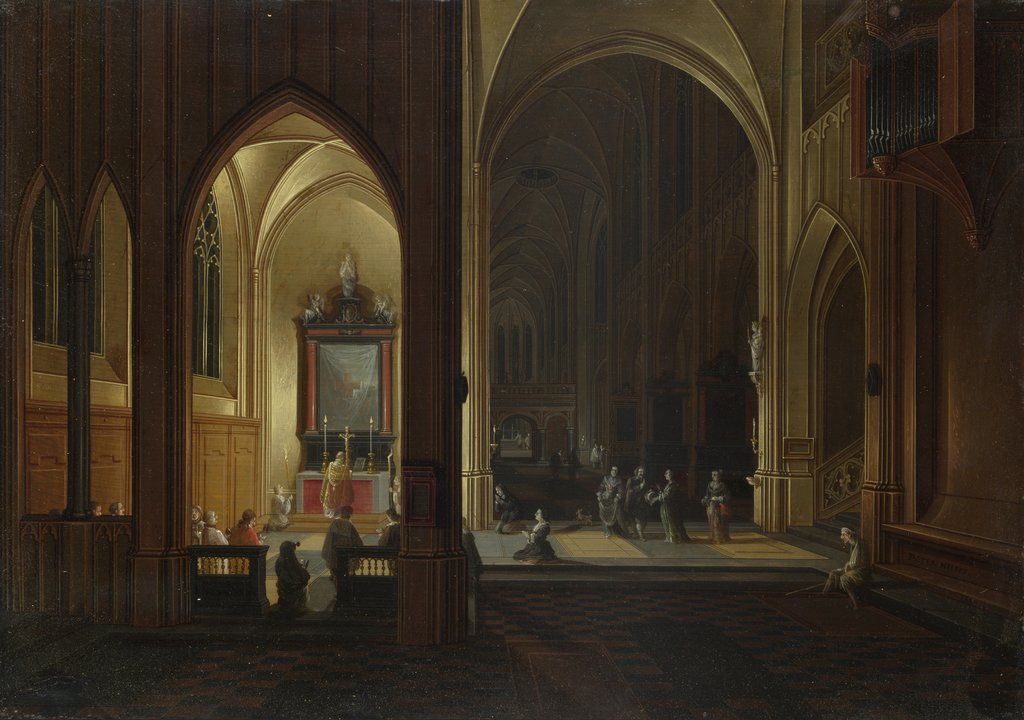 Detail of An Evening Service in a Church, 1649 by Pieter Neeffs the Elder