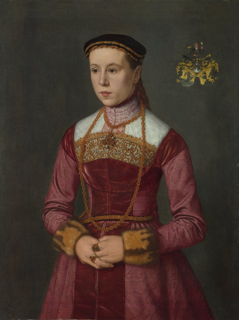 Detail of Portrait of a Young Lady, ca 1561 by Nicolas Neufchâtel