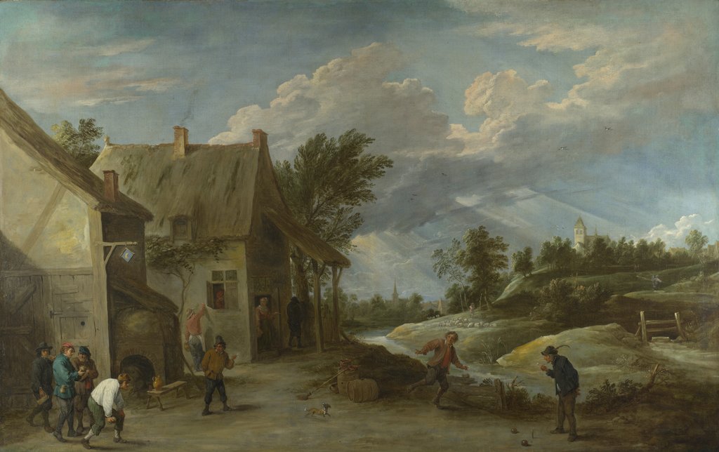 Peasants playing Bowls outside a Village Inn, c. 1660 by David Teniers the Younger