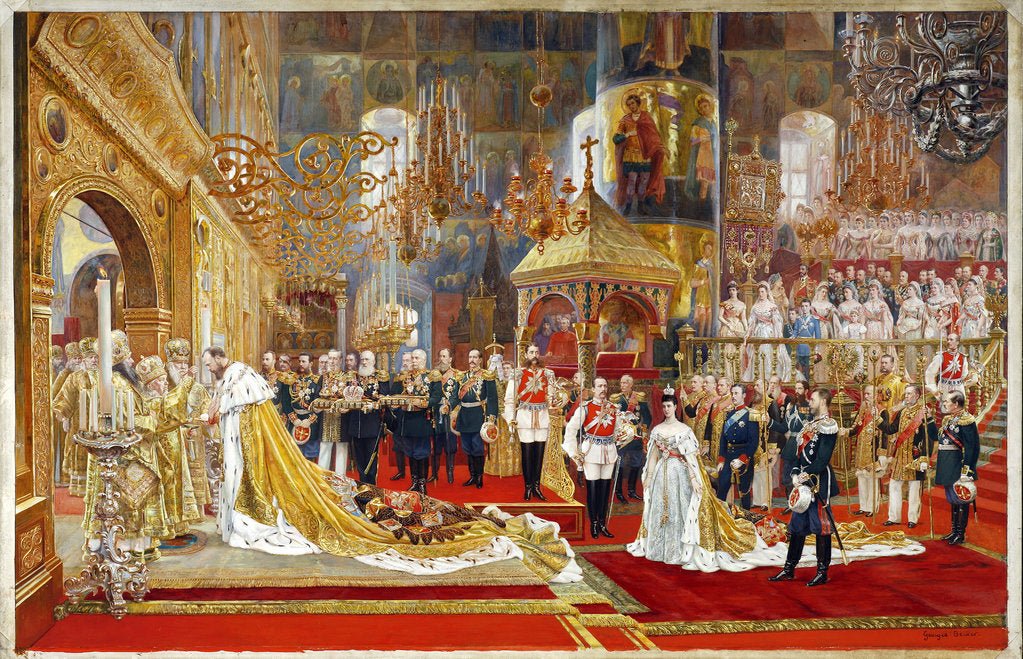 Detail of Coronation of Empreror Alexander III and Empress Maria Fyodorovna, 1883-1888 by Georges Becker