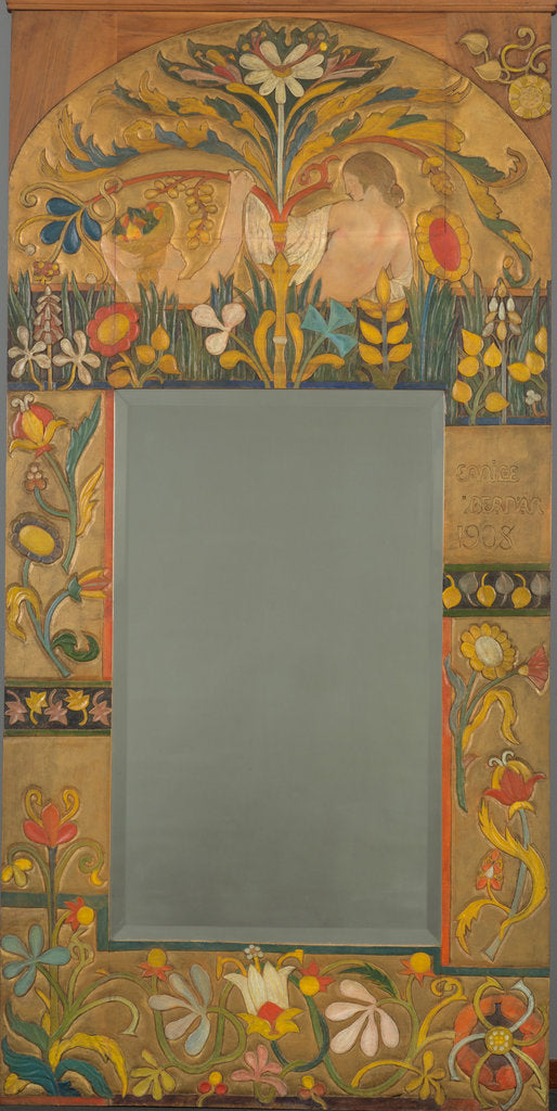 Detail of Mirror frame decorated with plants, flowers and two women figures, 1908 by Émile Bernard