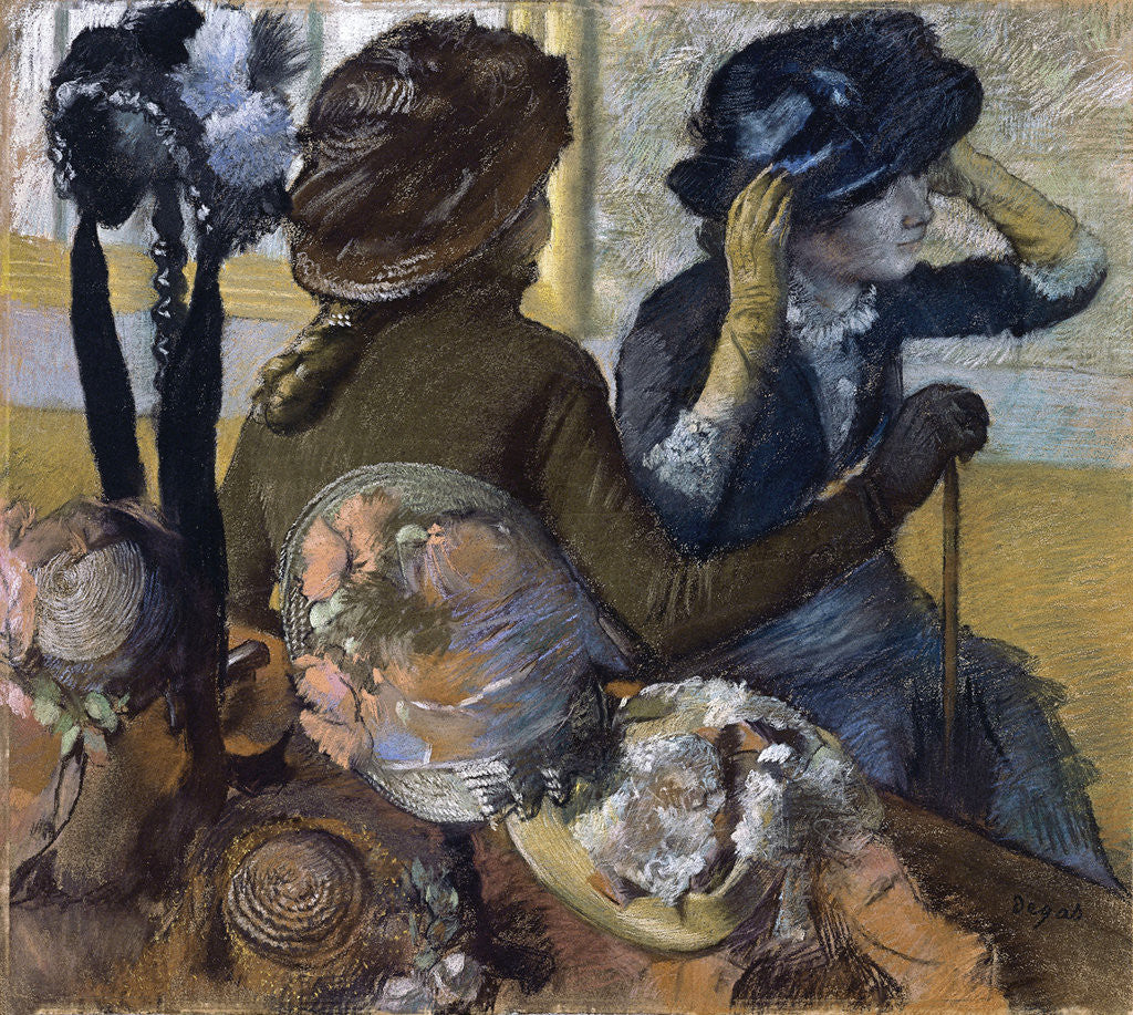 Detail of At the Milliner's by Edgar Degas