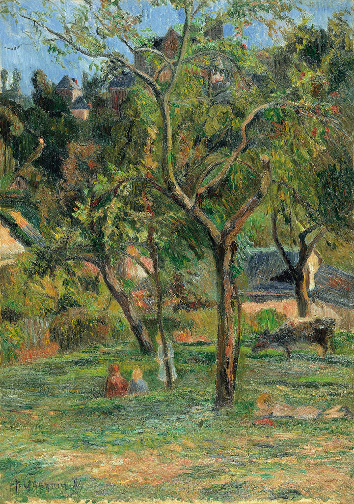 Detail of An Orchard under the Church of Bihorel, 1884 by Paul Eugéne Henri Gauguin