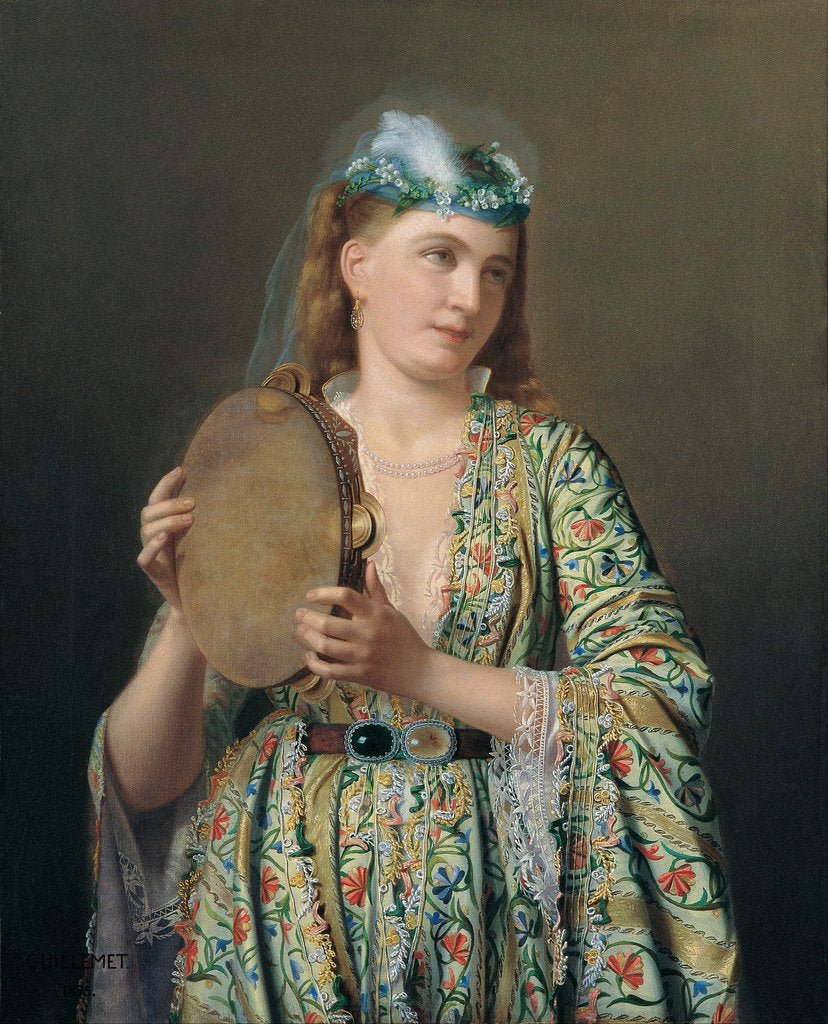 Detail of Portrait of a Lady of the Court Playing the Tambourine, Second Half of the 19th cen by Pierre Désiré Guillemet