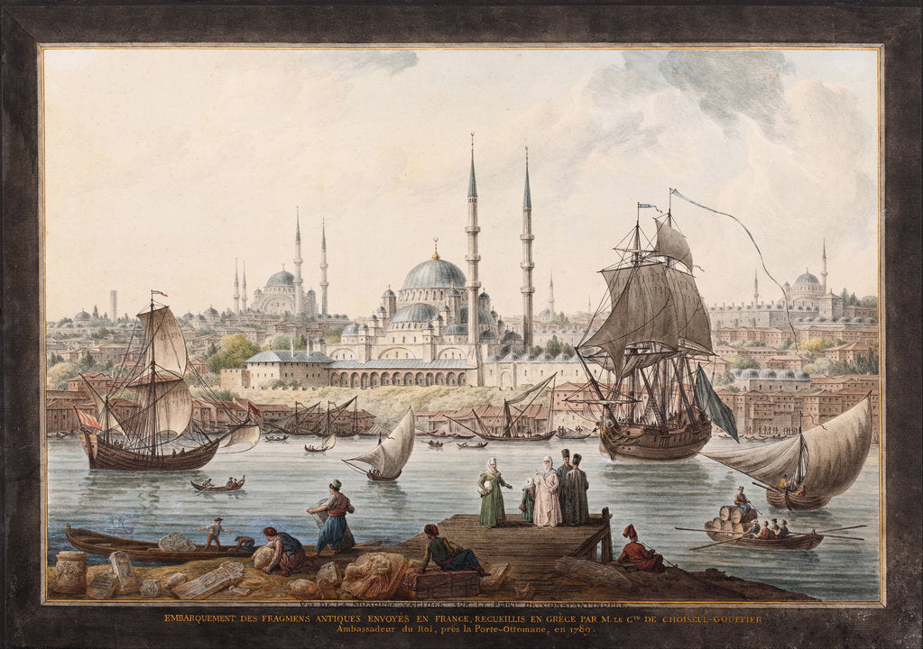 Detail of The Yeni Cami and the Port of Istanbul, Second Half of the 18th cen by Jean-Baptiste Hilair