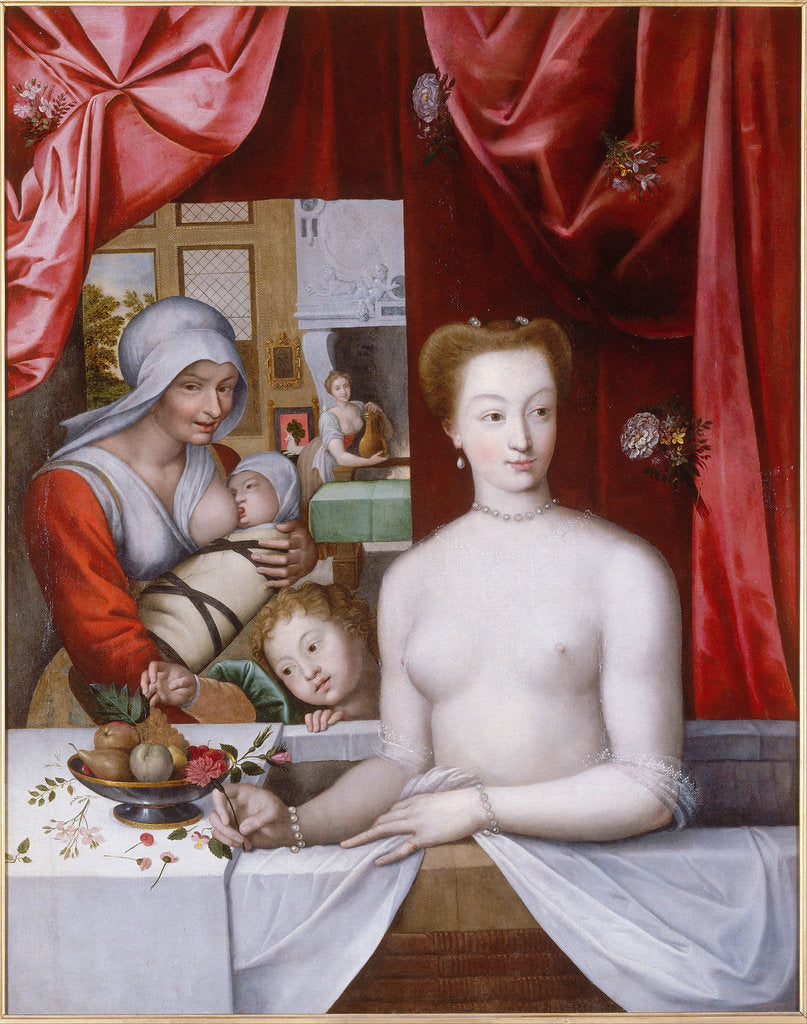 Detail of Gabrielle d?Estrées in the bath, c. 1598 by Master of the School of Fontainebleau
