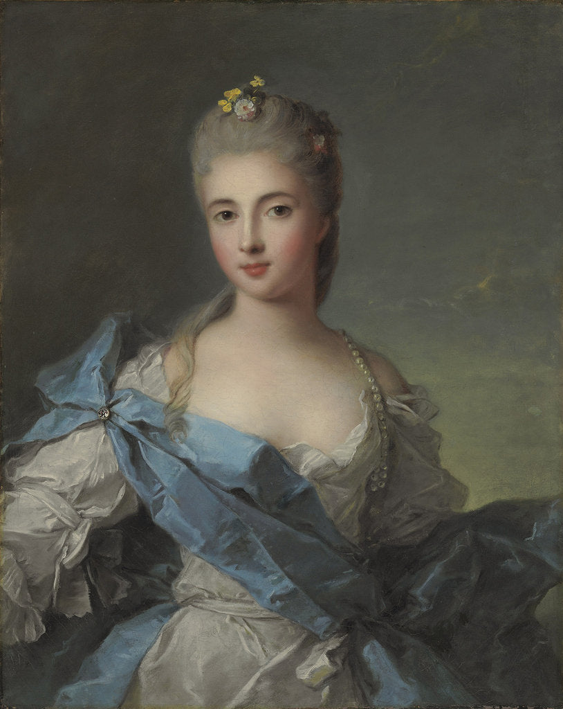 Detail of Portrait of Duchesse de la Rochefoucauld by Jean-Marc Nattier