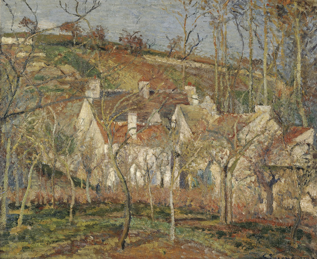 Detail of Red roofs, corner of a village, winter, 1877 by Camille Pissarro