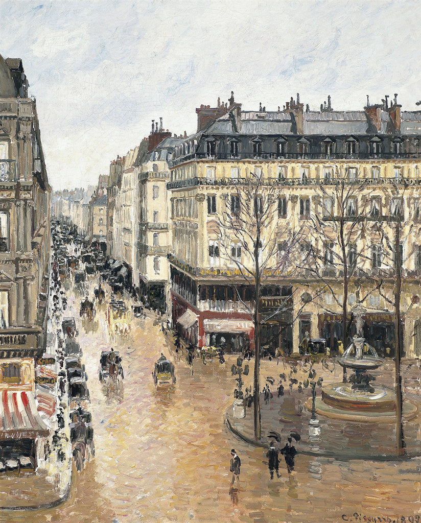 Detail of Rue Saint-HonorÃ© in the Afternoon. Effect of Rain by Camille Pissarro