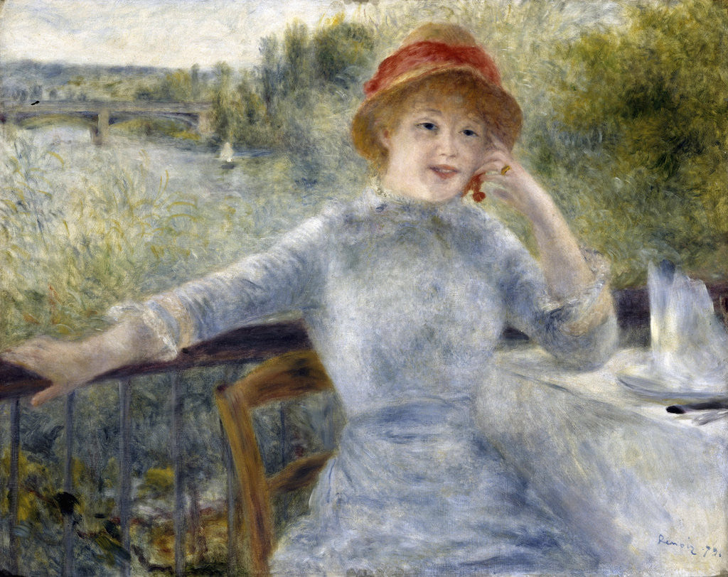 Detail of Alphonsine Fournaise by Pierre-Auguste Renoir