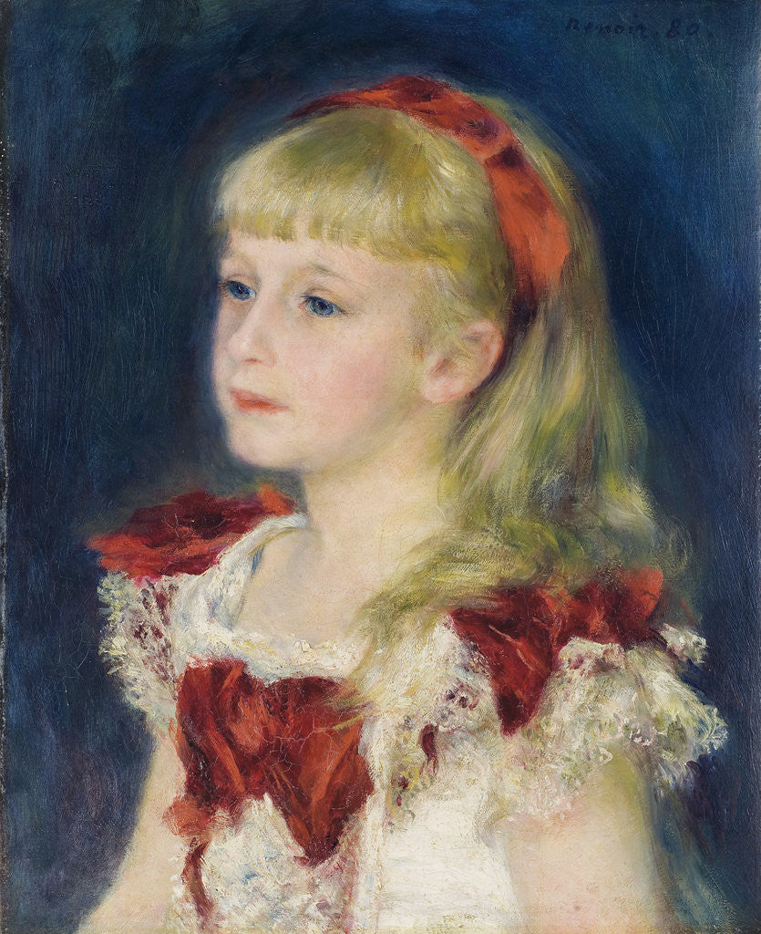 Detail of Mademoiselle Grimprel au ruban rouge by Pierre-Auguste Renoir