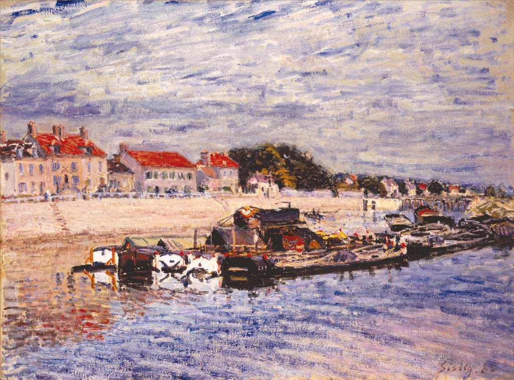 Barges on the Loing at Saint-Mammès, 1885 by Alfred Sisley