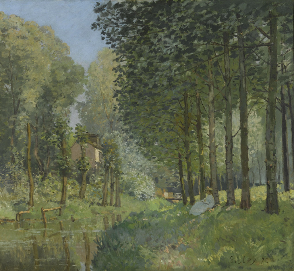 Detail of Rest along the Stream. Edge of the Wood, ca 1878 by Alfred Sisley