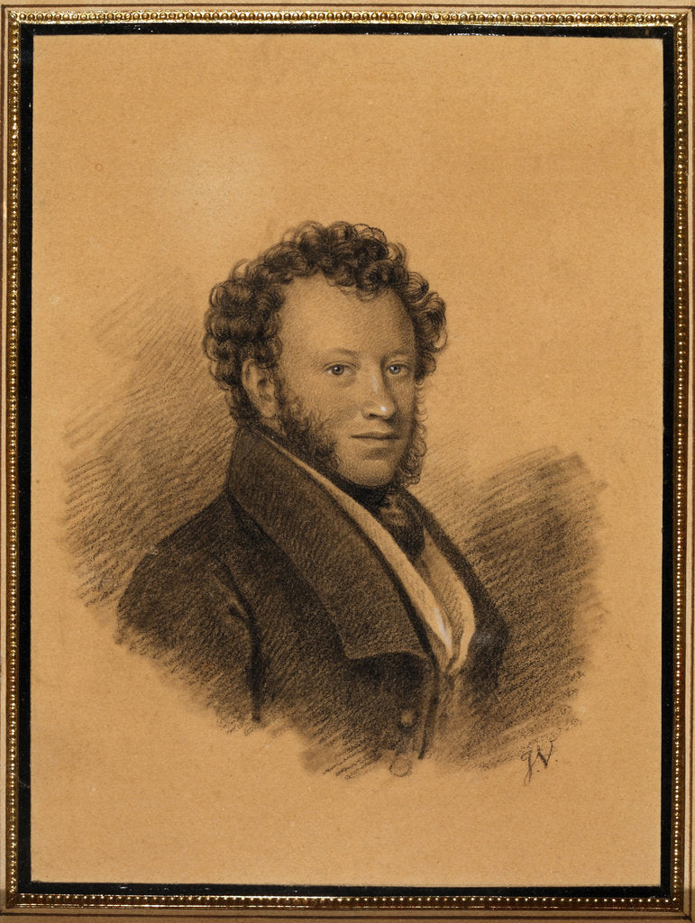 Detail of Portrait of the author Alexander S. Pushkin, 1827 by Joseph Vivien