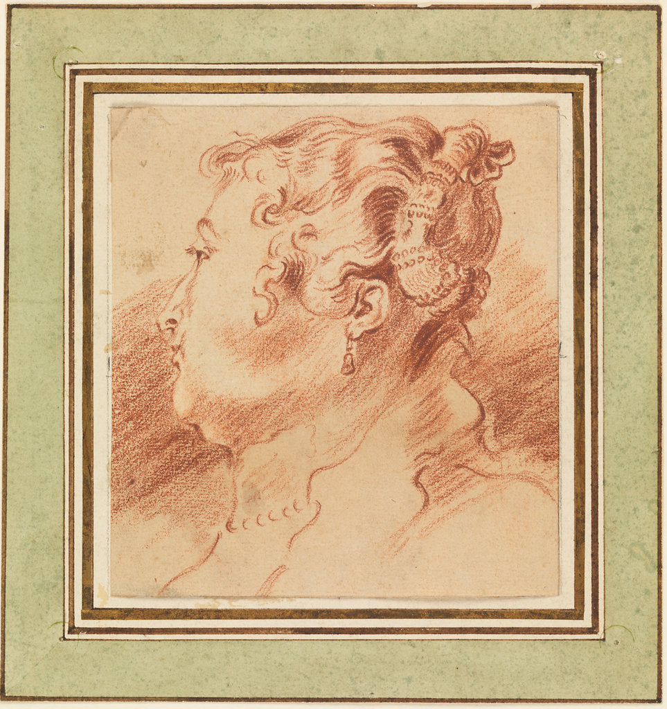 Detail of Study of Womans Head, c. 1725 by Jean Antoine Watteau