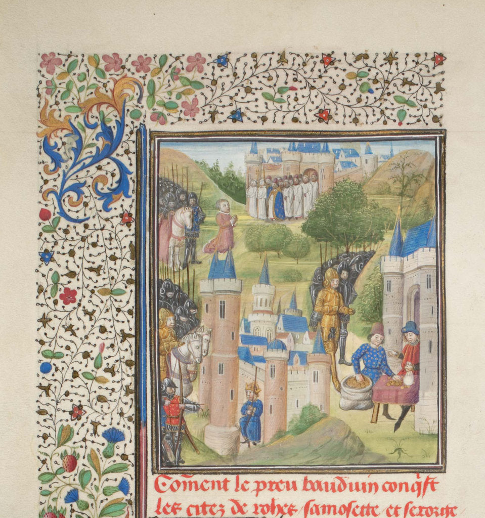 Detail of Baldwin of Boulogne entering Edessa in February 1098. Miniature from the Historia by William of Tyre, 1460s by Anonymous