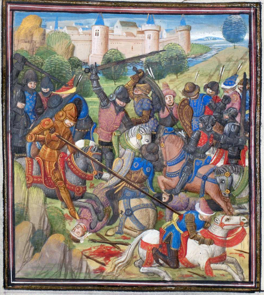 Detail of Battle between Crusaders under Baldwin II of Jerusalem and the Saracens. Miniature from the Historia by William of Tyre by Anonymous