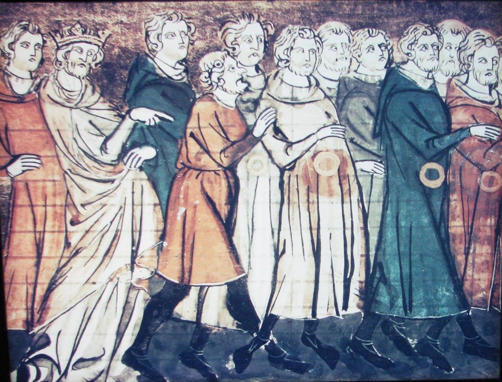 Detail of The expulsion of Jews from France in 1182 (A miniature from Grandes Chroniques de France), 1320s by Anonymous