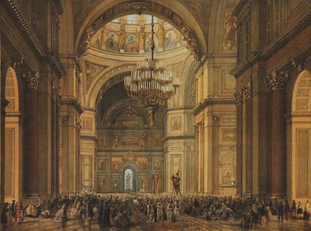 Detail of Church service in the Saint Isaacs Cathedral in Saint Petersburg, 1850s by Charles-Claude Bachelier