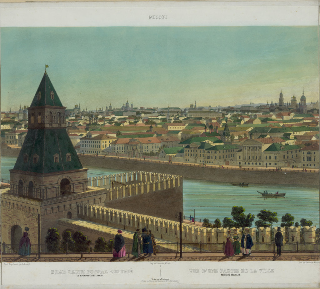 Detail of View of Zamoskvorechye from the Kremlin Wall (from a panoramic view of Moscow in 10 parts), ca 1848 by Philippe Benoist