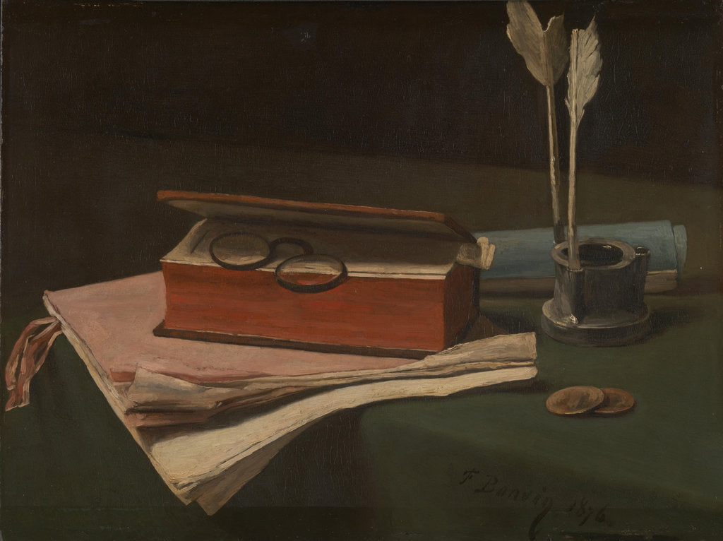 Detail of Still Life with Book, Papers and Inkwell, 1876 by François Bonvin