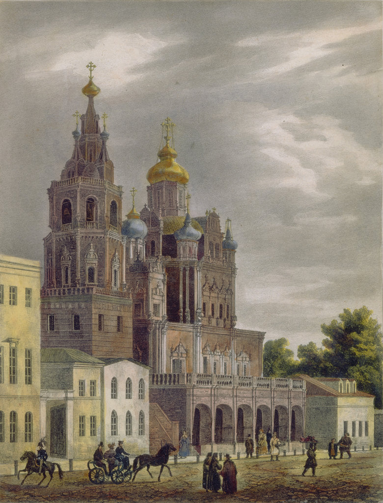 Detail of The Church of the Dormition of the Theotokos at the Pokrovka Street in Moscow, 1825 by Auguste Jean Baptiste Antoine Cadolle