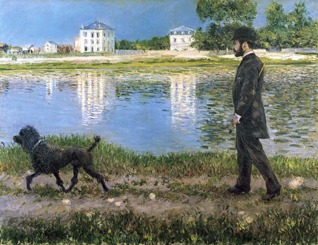 Detail of Richard Gallo and His Dog at Petit Gennevilliers by Gustave Caillebotte