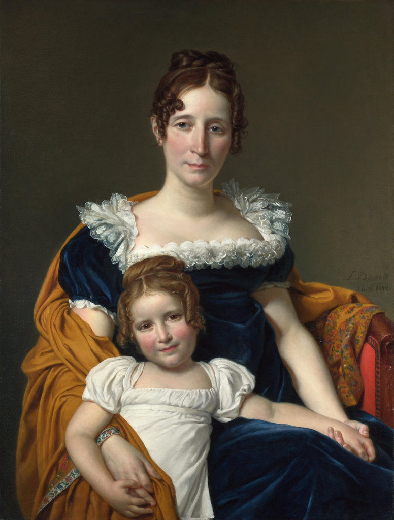 Detail of Portrait of the Comtesse Vilain XIIII and her Daughter, 1816 by Jacques Louis David