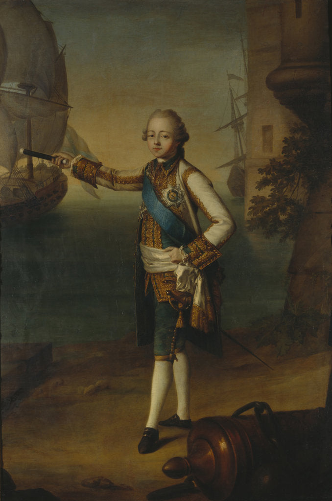 Detail of Portrait of Grand Duke Pavel Petrovich in Admiral Uniform, 1769 by Nicolas Benjamin Delapierre