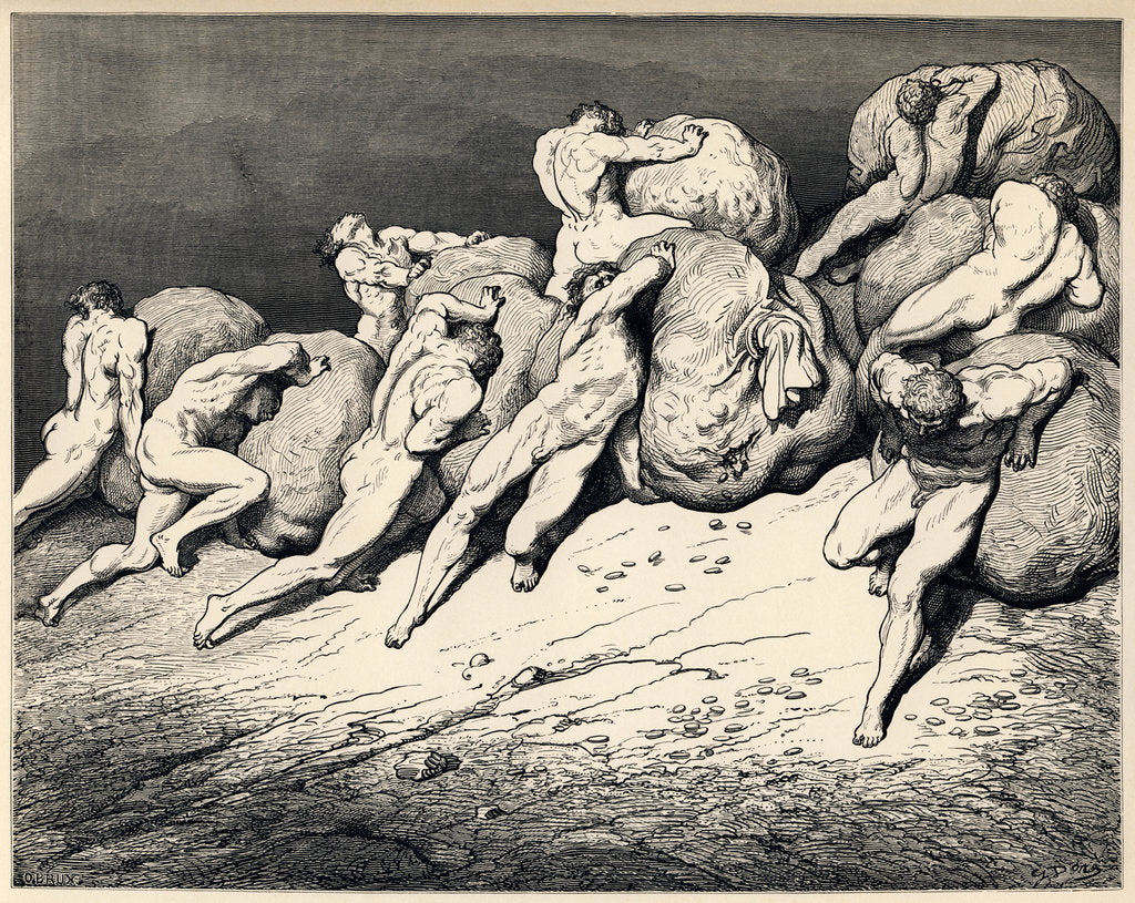 Detail of The hoarders and wasters. Illustration to the Divine Comedy by Dante Alighieri, 1857 by Gustave Doré