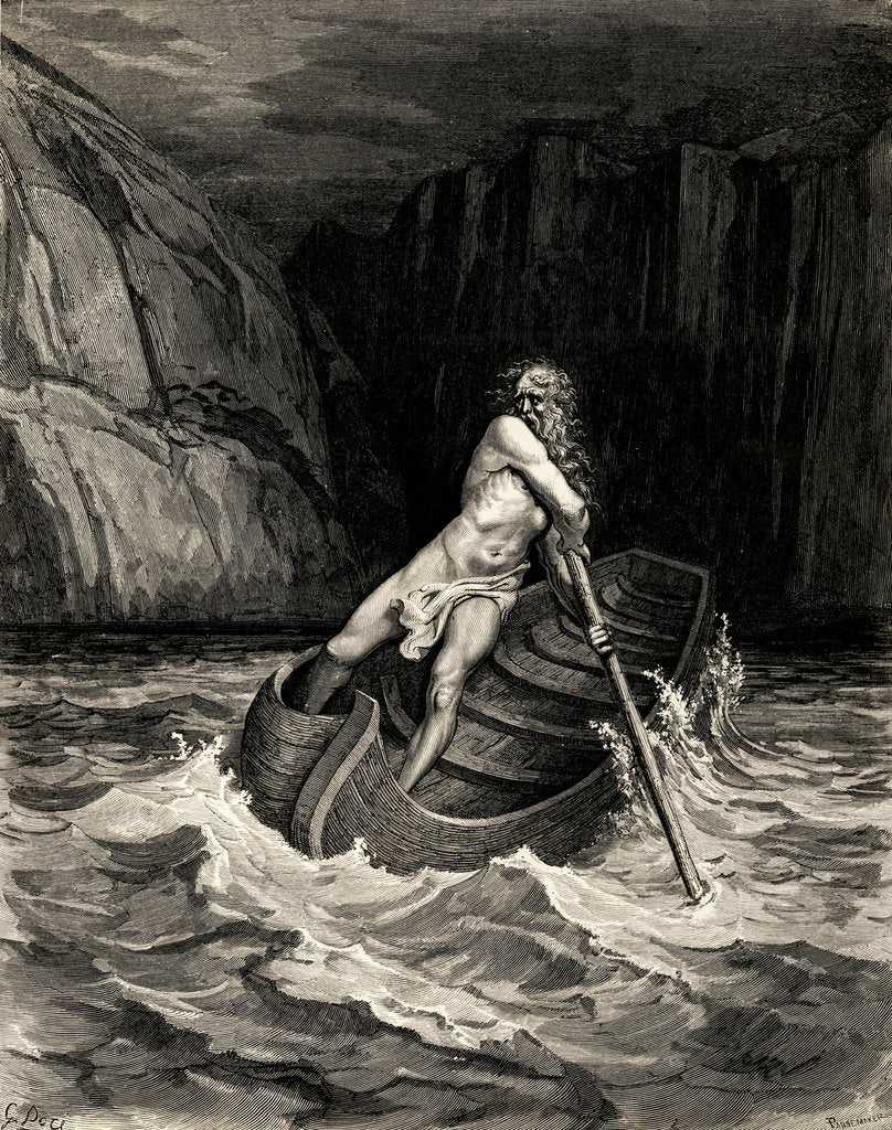 Detail of Arrival of Charon. Illustration to the Divine Comedy by Dante Alighieri, 1857 by Gustave Doré