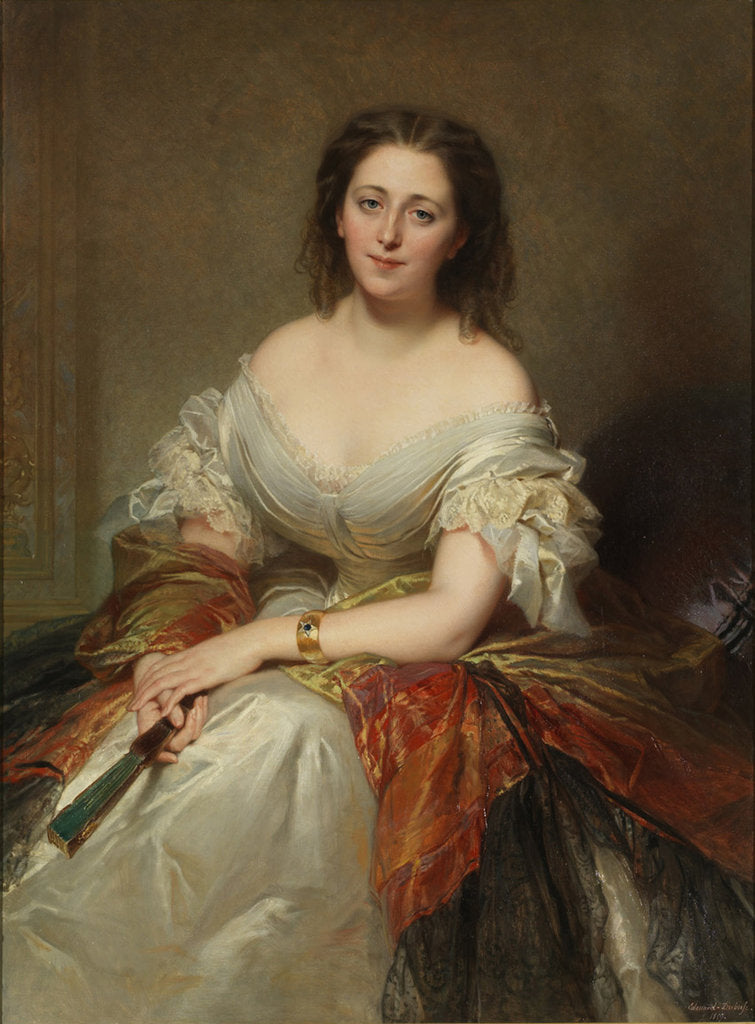 Detail of Portrait of Maria Countess Walewska, 1859 by Louis Edouard Dubufe