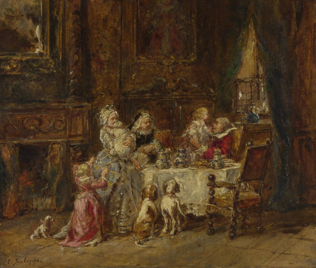 Detail of Grandfathers Birthday, 1866 by Louis Gabriel Eugène Isabey