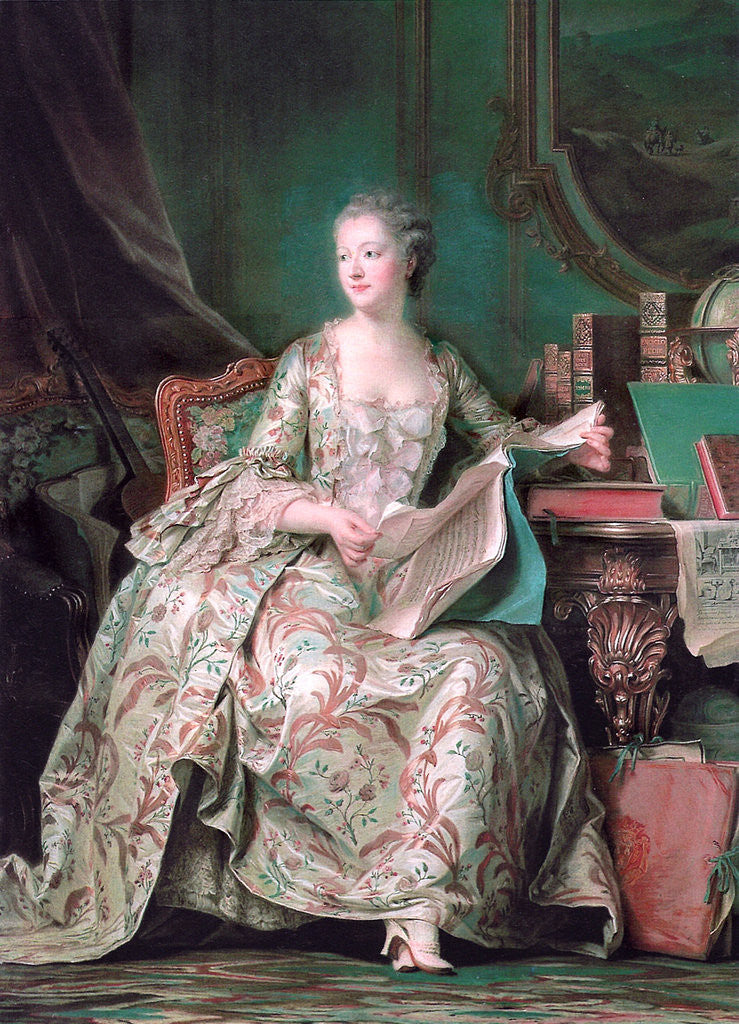 Detail of Full-length portrait of the Marquise de Pompadour (1721-1764) by Maurice Quentin de La Tour