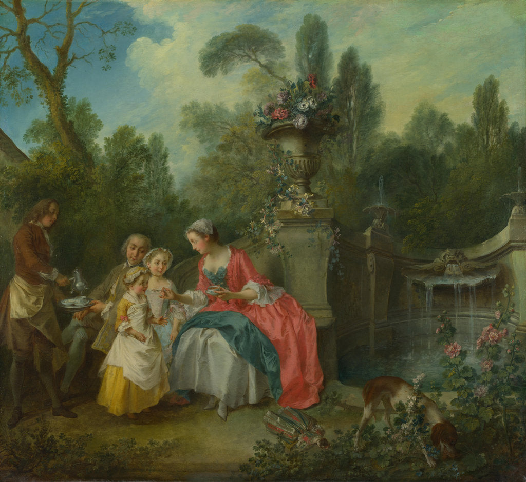 Detail of A Lady in a Garden taking Coffee with some Children, ca 1742 by Nicolas Lancret