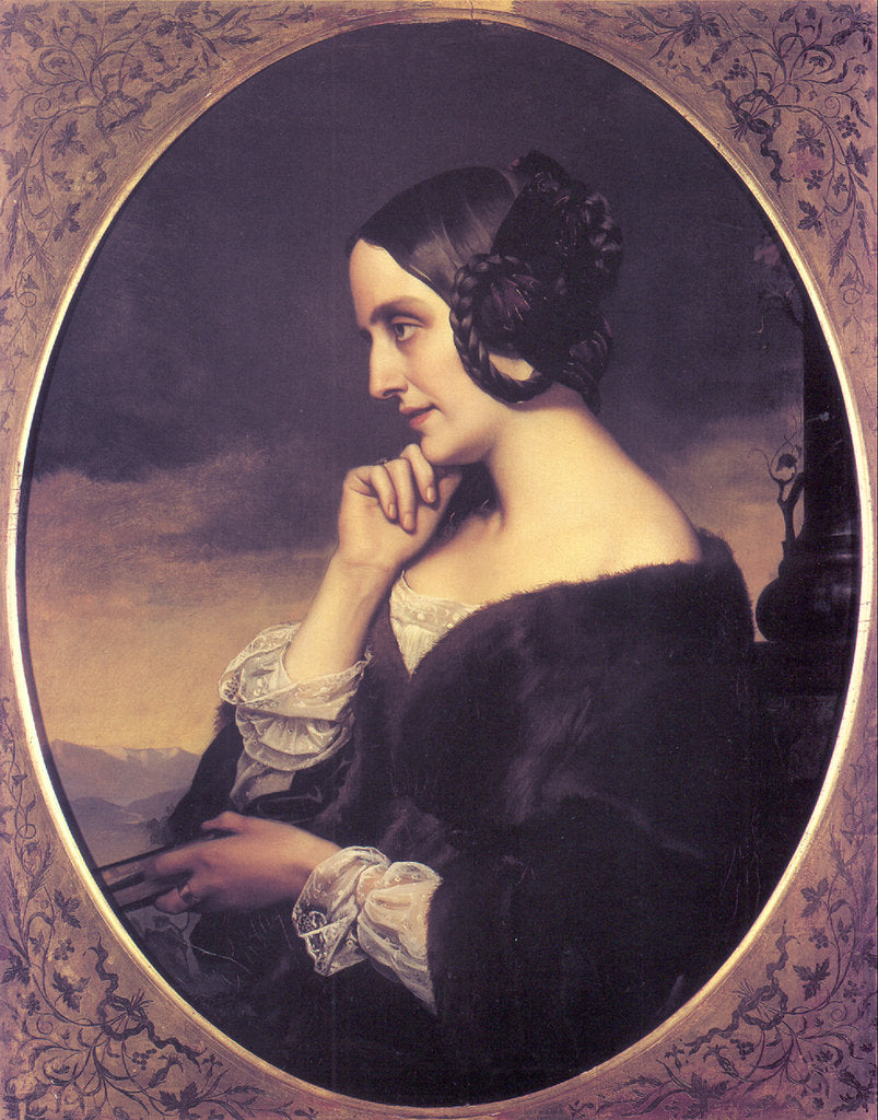 Detail of Portrait of Marie d?Agoult, 1843 by Henri Lehmann