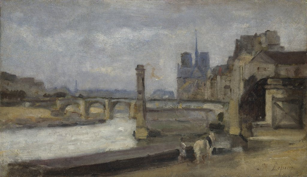 Detail of The Pont de la Tournelle, Paris, 1862-1864 by Stanislas Lepine
