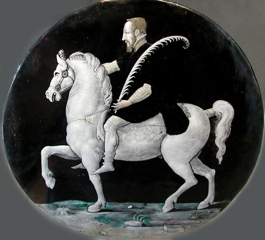 Detail of King Henry II of France on horseback (Plate), Mid of 16th cen by Léonard Limousin
