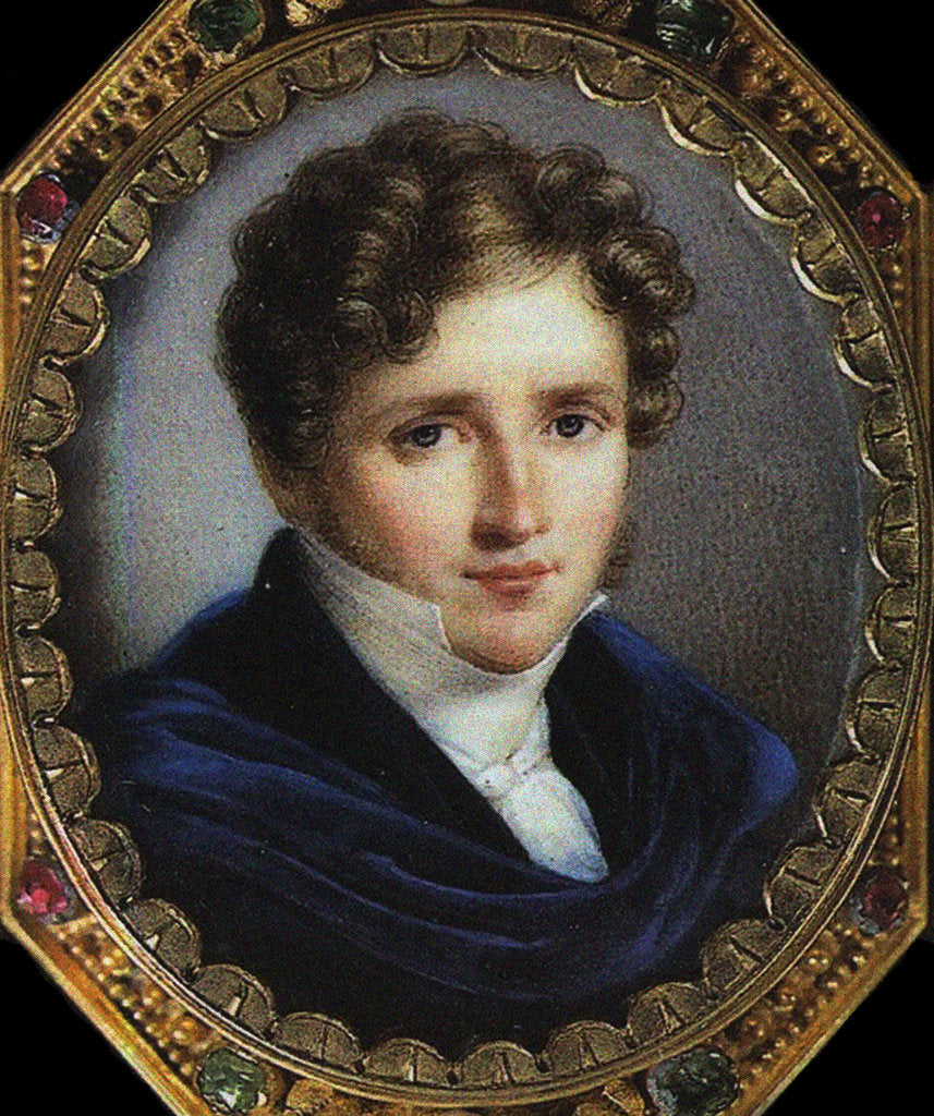 Detail of Portrait of the author Alfred de Vigny, 1825 by Simon Nicolas Mansion
