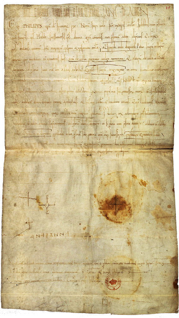 Detail of Diploma of Philip I in favor of the Abbey of St. Crépin in Soissons, with signature by Anne of Kiev, Queen of France, 1063 by Medieval Document